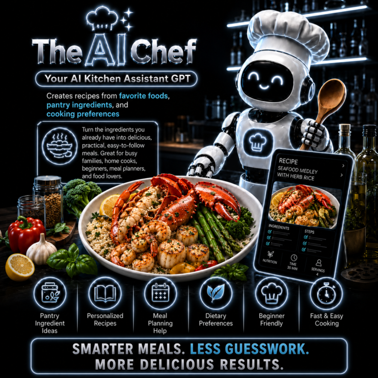 AI Chef Seafood Creation Website Image
