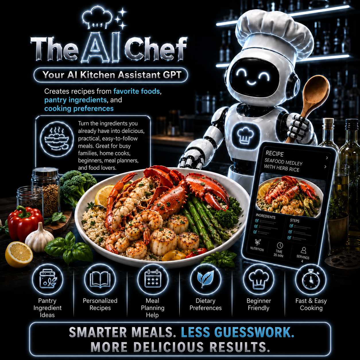 AI Chef Seafood Creation Website Image